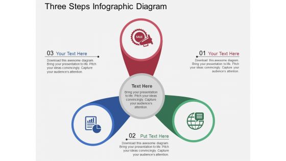 Three Steps Infographic Diagram Powerpoint Template
