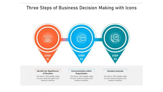 Three Steps Of Business Decision Making With Icons Ppt PowerPoint Presentation Gallery Information PDF