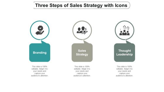three steps of sales strategy with icons ppt powerpoint presentation outline skills