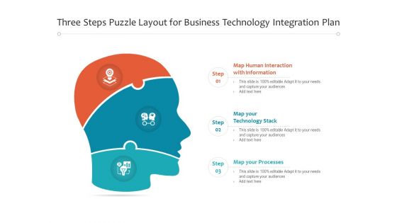 Three Steps Puzzle Layout For Business Technology Integration Plan Ppt PowerPoint Presentation File Graphics PDF
