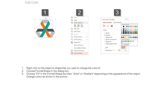 Three Steps Ribbon Diagram For Financial Measurement Powerpoint Slides