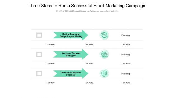 Three Steps To Run A Successful Email Marketing Campaign Ppt PowerPoint Presentation Model Portfolio
