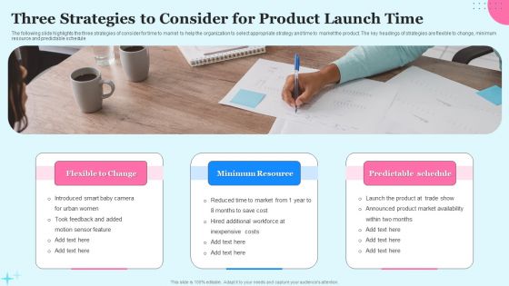 Three Strategies To Consider For Product Launch Time Ppt Styles Maker PDF Three Strategies To Consider For Product Launch Time Ppt Styles Maker PDF