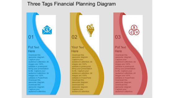 Three Tags Financial Planning Diagram Powerpoint Template Three Tags Financial Planning Diagram Powerpoint Template