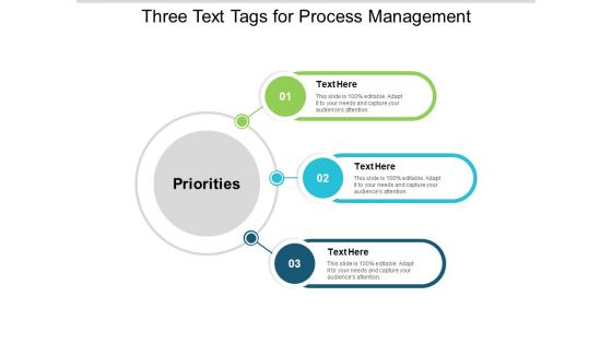 Three Text Tags For Process Management Ppt PowerPoint Presentation Portfolio Background Designs