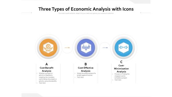 Three Types Of Economic Analysis With Icons Ppt PowerPoint Presentation Infographics Template PDF