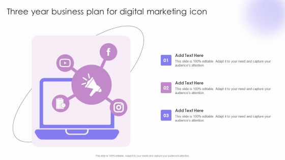 Three Year Business Plan For Digital Marketing Icon Introduction PDF Three Year Business Plan For Digital Marketing Icon Introduction PDF