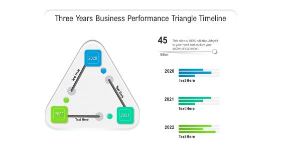 Three Years Business Performance Triangle Timeline Ppt PowerPoint Presentation Gallery Graphic Images PDF