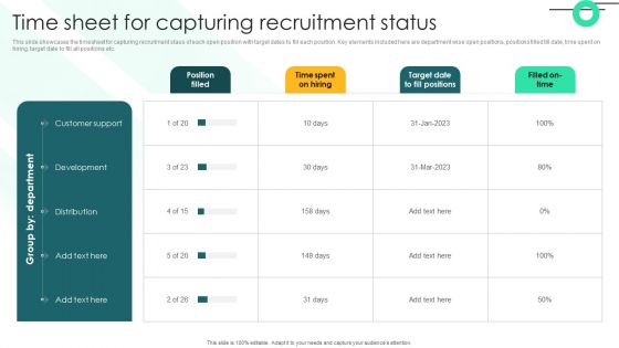 Time Sheet For Capturing Recruitment Status Sample PDF Time Sheet For Capturing Recruitment Status Sample PDF