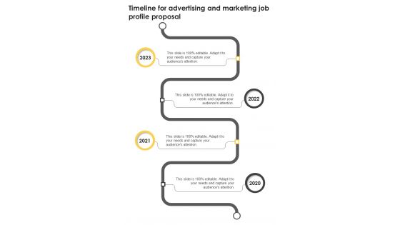 Timeline For Advertising And Marketing Job Profile Proposal One Pager Sample Example Document