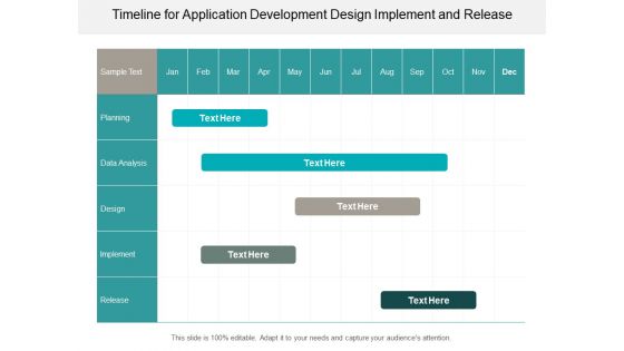 Timeline For Application Development Design Implement And Release Ppt PowerPoint Presentation Diagram Graph Charts