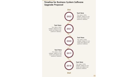 Timeline For Business System Software Upgrade Proposal One Pager Sample Example Document