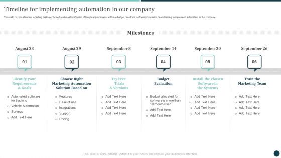 Timeline For Implementing Automation In Our Company Logistics Strategy To Improve Topics PDF Timeline For Implementing Automation In Our Company Logistics Strategy To Improve Topics PDF