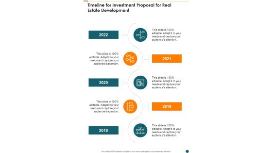 Timeline For Investment Proposal For Real Estate Development One Pager Sample Example Document Timeline For Investment Proposal For Real Estate Development One Pager Sample Example Document
