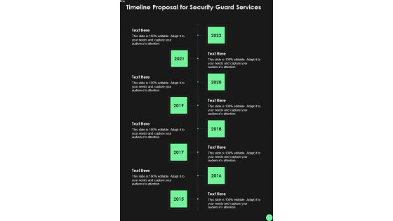 Timeline Proposal For Security Guard Services One Pager Sample Example Document