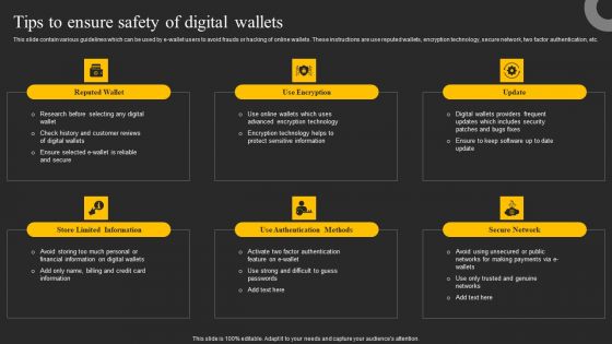 Tips To Ensure Safety Of Digital Wallets Ppt Summary Slide Download PDF