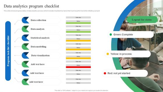Toolkit For Data Science And Analytics Transition Data Analytics Program Checklist Portrait PDF