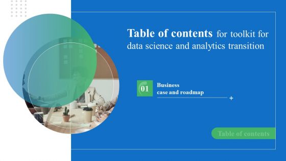 Toolkit For Data Science And Analytics Transition Table Of Contents Graphics PDF