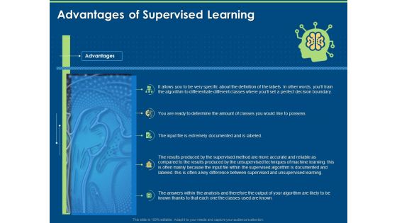Tools And Techniques Of Machine Learning Advantages Of Supervised Learning Ppt Model Layout PDF