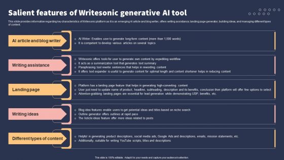 Top 10 Revolutionary Solutions For Everything Salient Features Of Writesonic Generative AI Tool Summary PDF