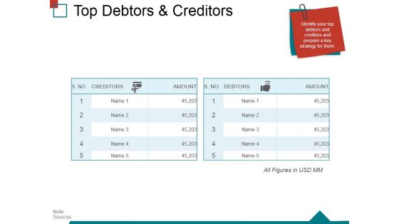 Top Debtors And Creditors Ppt PowerPoint Presentation Ideas Graphics Download
