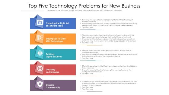 Top Five Technology Problems For New Business Ppt PowerPoint Presentation Gallery Graphics Example PDF