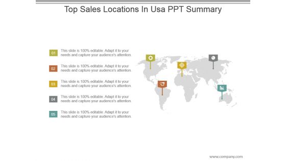 Top Sales Locations In Usa Ppt Summary