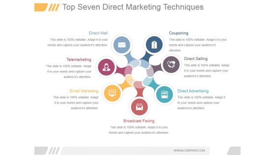 Top Seven Direct Marketing Techniques Ppt PowerPoint Presentation Designs Download
