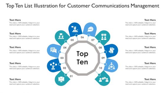 Top Ten List Illustration For Customer Communications Management Ppt PowerPoint Presentation Outline Guide PDF