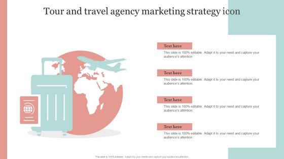 Tour And Travel Agency Marketing Strategy Icon Ppt PowerPoint Presentation Background Image PDF