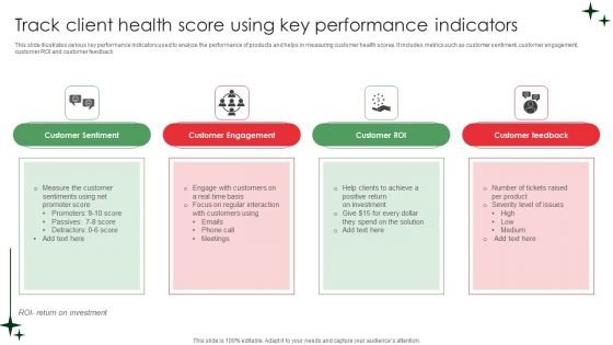 Track Client Health Score Using Key Performance Indicators Summary PDF Track Client Health Score Using Key Performance Indicators Summary PDF