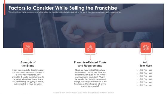 Trading Current Franchise Business Factors To Consider While Selling The Franchise Brochure PDF