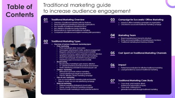 Traditional Marketing Guide To Increase Audience Engagement Ppt PowerPoint Presentation Complete Deck With Slides