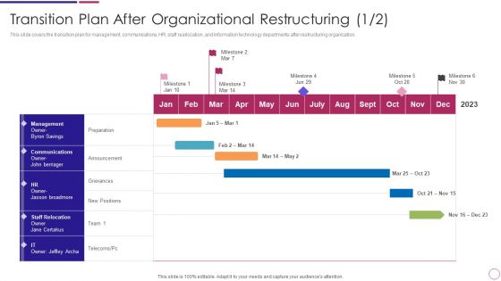 Transition Plan After Organizational Restructuring Ppt PowerPoint Presentation Gallery Information PDF