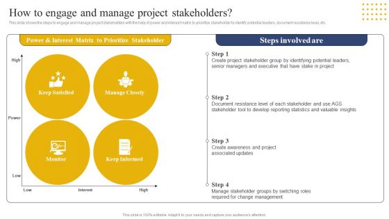 Transition Plan For Business Management How To Engage And Manage Project Stakeholders Information PDF