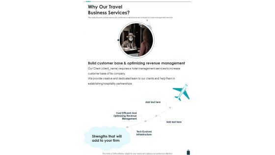 Travel Business Proposal Why Our Travel Business Services One Pager Sample Example Document Travel Business Proposal Why Our Travel Business Services One Pager Sample Example Document