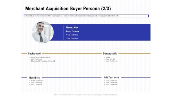 Trends And Emerging Areas In Merchant Acquiring Industry Merchant Acquisition Buyer Persona Background PDF