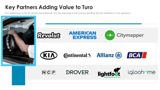 Turo Investor Capital Fundraising Pitch Deck Key Partners Adding Value To Turo Formats PDF