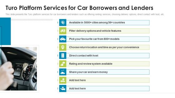 Turo Investor Capital Fundraising Pitch Deck Turo Platform Services For Car Borrowers And Lenders Ideas PDF