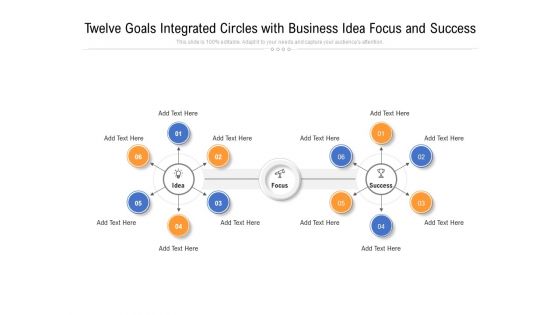 Twelve Goals Integrated Circles With Business Idea Focus And Success Ppt PowerPoint Presentation Gallery Examples PDF
