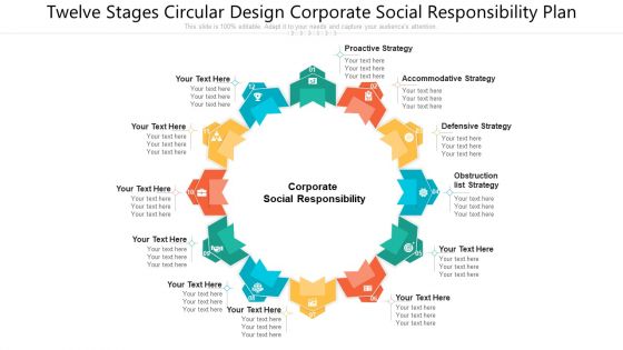 Twelve Stages Circular Design Corporate Social Responsibility Plan Ppt PowerPoint Presentation File Infographics PDF