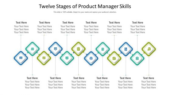 Twelve Stages Of Product Manager Skills Ppt PowerPoint Presentation File Designs Download PDF