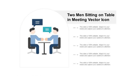 Two Men Sitting On Table In Meeting Vector Icon Ppt PowerPoint Presentation Pictures Show