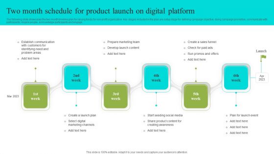 Two Month Schedule For Product Launch On Digital Platform Clipart PDF
