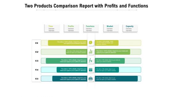 Two Products Comparison Report With Profits And Functions Ppt PowerPoint Presentation Inspiration Design Ideas PDF