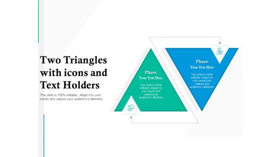 Two Triangles With Icons And Text Holders Ppt PowerPoint Presentation Diagram Lists