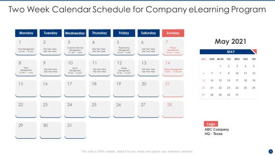 Two Week Calendar Ppt PowerPoint Presentation Complete With Slides