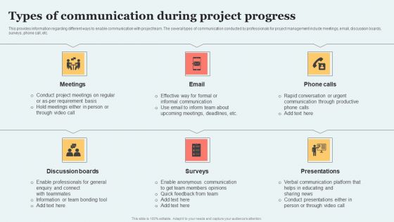 Types Of Communication During Project Progress Pictures PDF