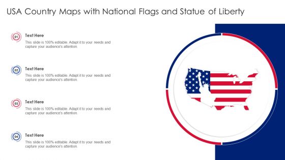 USA Country Maps With National Flags And Statue Of Liberty Ppt PowerPoint Presentation File Graphics PDF