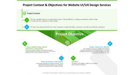 UX Design Services Project Context And Objectives For Website UI UX Design Services Background PDF